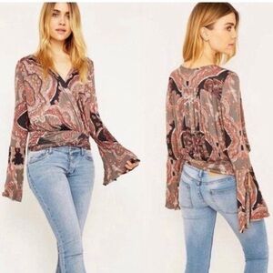 Free People Fiona bell sleeve paisley long sleeve top